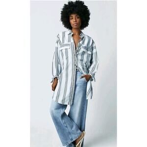 We The Free Striped Blouse - Black and White